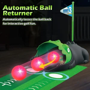 Kids Toy Golf Set Auto Returner Night Light Golf Balls Mat