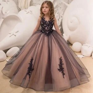Children's Lace Elegant Long Dress