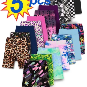 Random 5pcs girls yoga band soft stretchy biker shorts