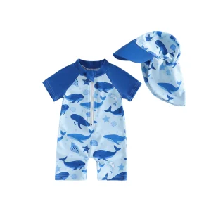 Infant  Swimsuit with Sun Hat 2 Piece