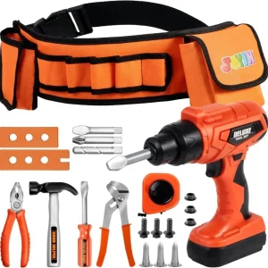 19Pcs Kids Tool Set Construction Belt & Electronic Drill