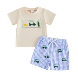 Cute Animal  Short Sleeve T-Shirts and Elastic Waist Shorts