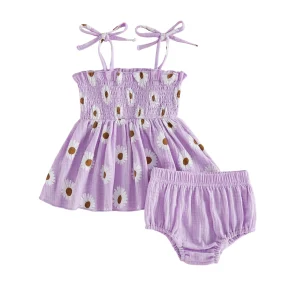 Baby Girls Floral Print Ruffle Sleeve Top and Shorts Set