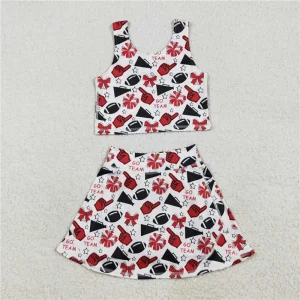 Girls Team Red Football Bows Yoga Set